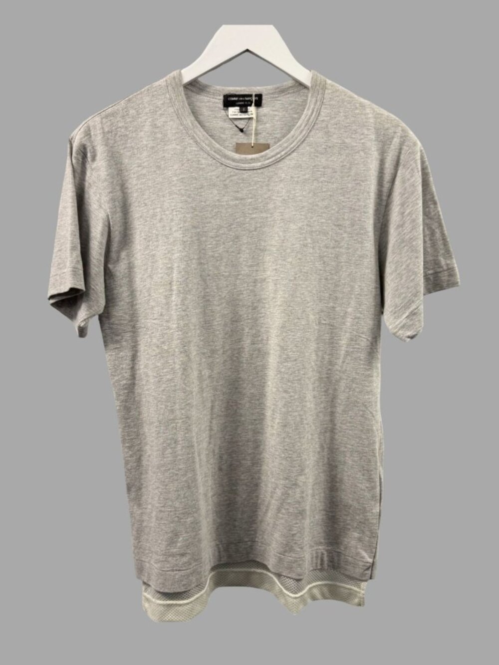COMME des GARCONS HOMME PLUS AD 2017 Grey Cotton Mesh Panel T-Shirt Size S
